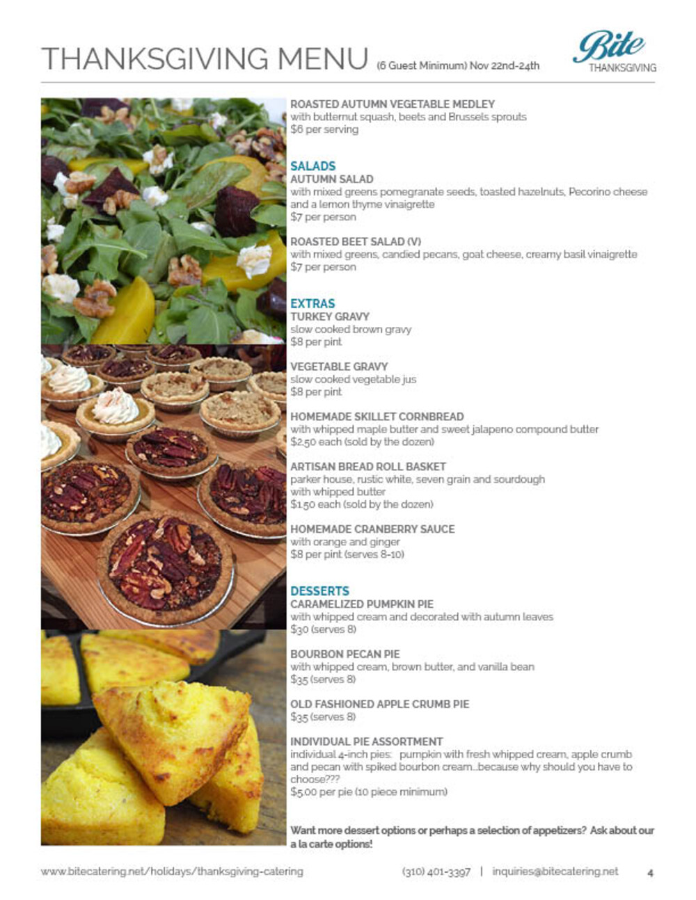 Thanksgiving Catering With Delivery Across Los Angeles Bite Catering Los Angeles