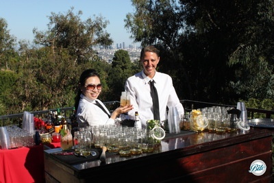 Back yard BBQ bar with drinks served in mason jars