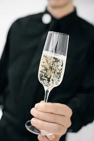 Server Handing Glass of Champagne